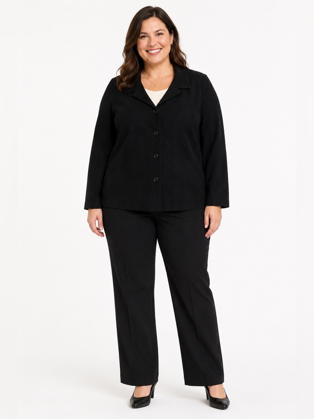 BRIGGS NEW YORK WOMENS BLACK BLAZER JACKET FAUX SUEDE SIZE 2X